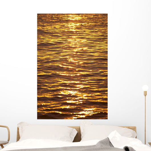 Ocean Texture Ripples At Sunset, Golden Yellow Waters B1447 Wall Mural