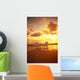 Beach Chairs Along Shoreline At Sunset B1466 Wall Mural