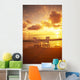 Beach Chairs Along Shoreline At Sunset B1466 Wall Mural
