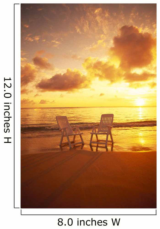Beach Chairs Along Shoreline At Sunset B1466 Wall Mural