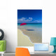 Red Beach Umbrella In Shoreline Waters, Clear Turquoise Water B1455 Wall Mural