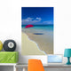 Red Beach Umbrella In Shoreline Waters, Clear Turquoise Water B1455 Wall Mural
