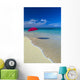 Red Beach Umbrella In Shoreline Waters, Clear Turquoise Water B1455 Wall Mural