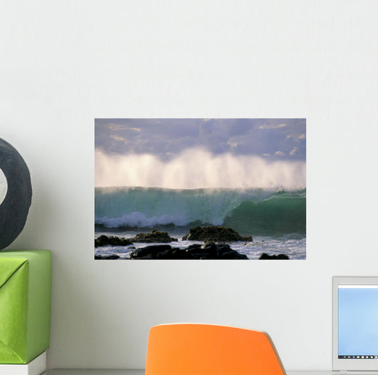 Wave Crashes On Rocky Shoreline, Mist On Wave B1445 Wall Mural