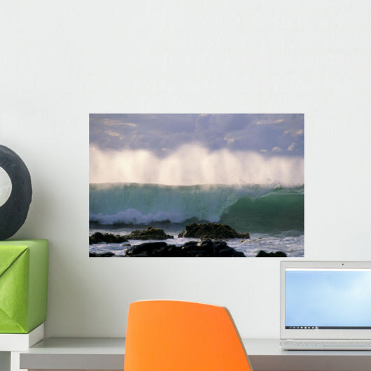 Wave Crashes On Rocky Shoreline, Mist On Wave B1445 Wall Mural