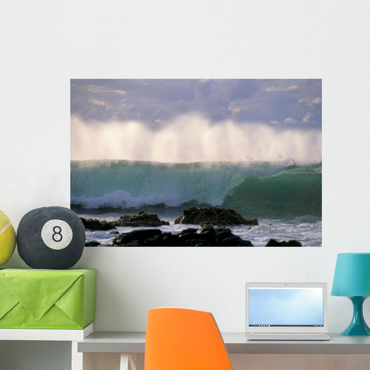 Wave Crashes On Rocky Shoreline, Mist On Wave B1445 Wall Mural