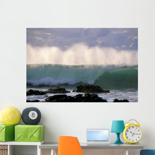 Wave Crashes On Rocky Shoreline, Mist On Wave B1445 Wall Mural