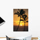 Two Palm Trees Silhouetted At Sunset Wall Mural