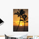 Two Palm Trees Silhouetted At Sunset Wall Mural