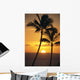 Two Palm Trees Silhouetted At Sunset Wall Mural
