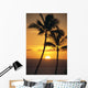 Two Palm Trees Silhouetted At Sunset Wall Mural