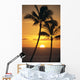 Two Palm Trees Silhouetted At Sunset Wall Mural
