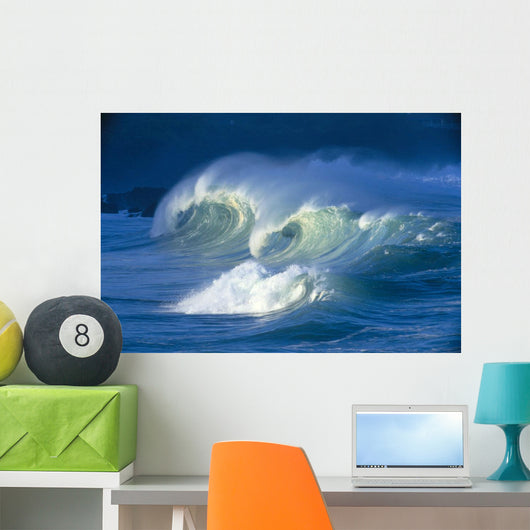 Big Stormy Waves With White Caps Curling, Waimea Shore Break C1690 Wall Mural