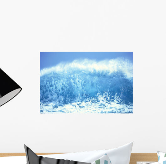 Huge Turquoise Wave Crashing Whitewash And Spray With Blue Skies C1709 Wall Mural