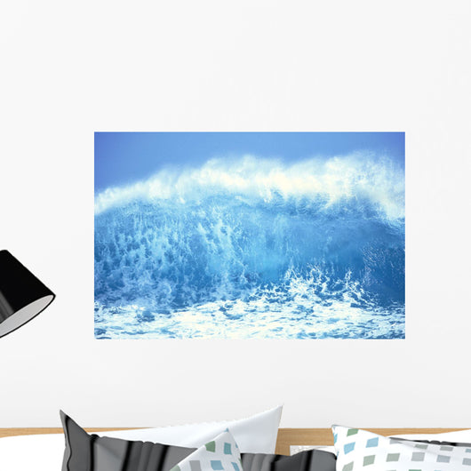 Huge Turquoise Wave Crashing Whitewash And Spray With Blue Skies C1709 Wall Mural