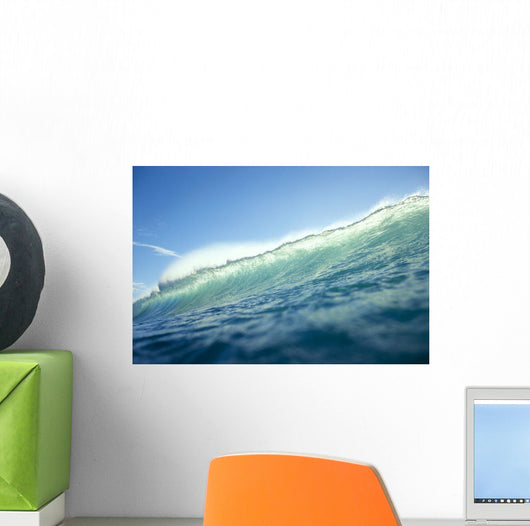 Close-Up Of Shimmery Turquoise Tipped Wave About To Break C1731 Wall Mural