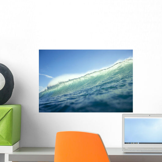 Close-Up Of Shimmery Turquoise Tipped Wave About To Break C1731 Wall Mural