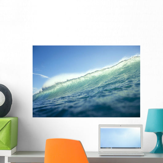 Close-Up Of Shimmery Turquoise Tipped Wave About To Break C1731 Wall Mural