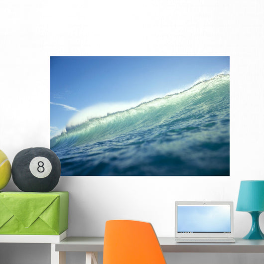 Close-Up Of Shimmery Turquoise Tipped Wave About To Break C1731 Wall Mural