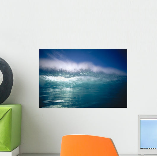 Green Wave With Wind Spray At Tips Wall Mural
