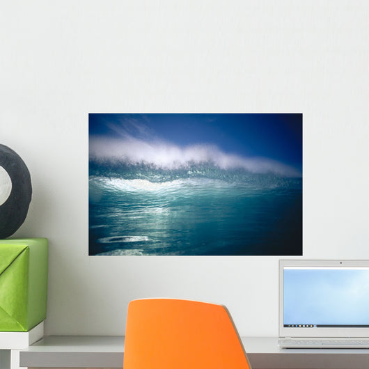 Green Wave With Wind Spray At Tips Wall Mural