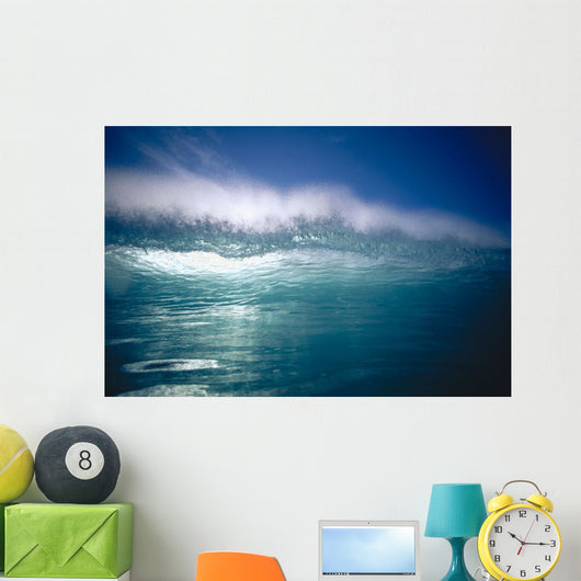 Green Wave With Wind Spray At Tips Wall Mural