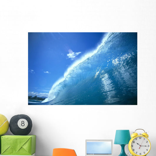 Large Glassy Wave With Sun Reflections, Blue Sky, Whitewash C1742 Wall Mural