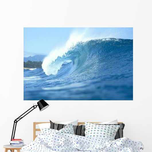 Side View Of Large Wave With Curl Wall Mural