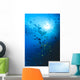 Woman Snorkeling With Reef Fish, Sunburst Through Surface Wall Mural