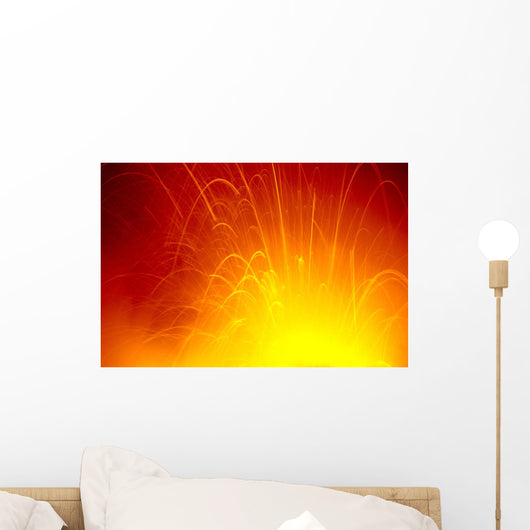 Red/Orange Lava Entering Ocean Exploding In Air C1636 Wall Mural