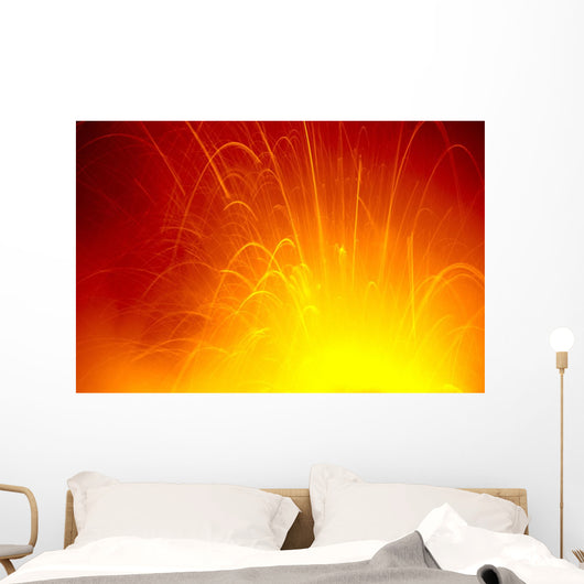 Red/Orange Lava Entering Ocean Exploding In Air C1636 Wall Mural