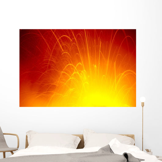 Red/Orange Lava Entering Ocean Exploding In Air C1636 Wall Mural