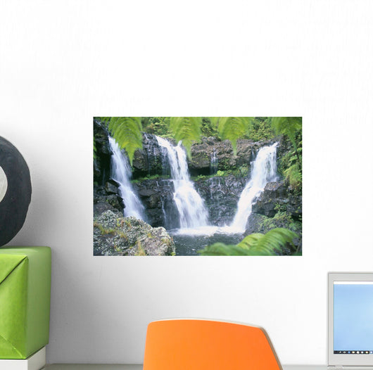 Three Waterfalls Feeds Into One Pool Wall Mural
