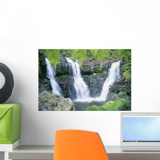 Three Waterfalls Feeds Into One Pool Wall Mural