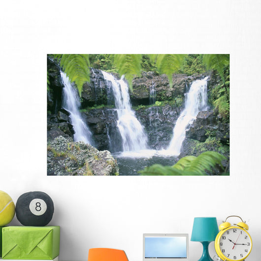 Three Waterfalls Feeds Into One Pool Wall Mural