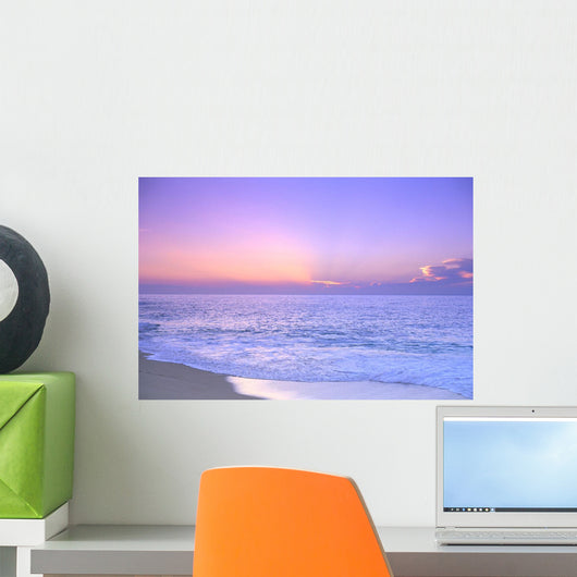 Lavender Sky With Hues Of Pink And Yellow, Shoreline Wall Mural
