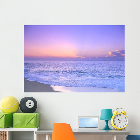 Lavender Sky With Hues Of Pink And Yellow, Shoreline Wall Mural