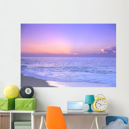 Lavender Sky With Hues Of Pink And Yellow, Shoreline Wall Mural