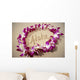Close-Up Detail Of Purple Orchid Lei On Beach Aloha Written Wall Mural