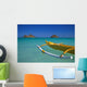 Outrigger Canoe In Turquoise Ocean Mokulua Islands Background D1418 Wall Mural