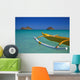 Outrigger Canoe In Turquoise Ocean Mokulua Islands Background D1418 Wall Mural