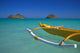 Outrigger Canoe In Turquoise Ocean Mokulua Islands Background D1418 Wall Mural
