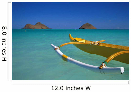 Outrigger Canoe In Turquoise Ocean Mokulua Islands Background D1418 Wall Mural