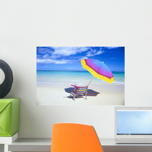 Beach Chair And Umbrella With Snorkel Gear Wall Mural