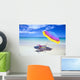 Beach Chair And Umbrella With Snorkel Gear Wall Mural