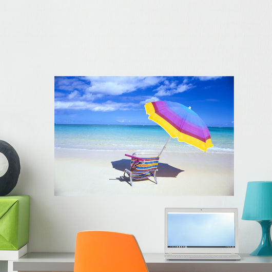 Beach Chair And Umbrella With Snorkel Gear Wall Mural