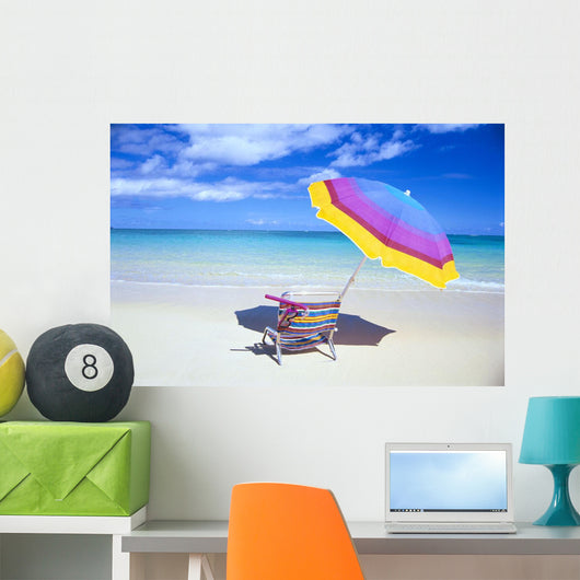 Beach Chair And Umbrella With Snorkel Gear Wall Mural