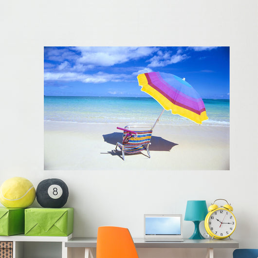 Beach Chair And Umbrella With Snorkel Gear Wall Mural