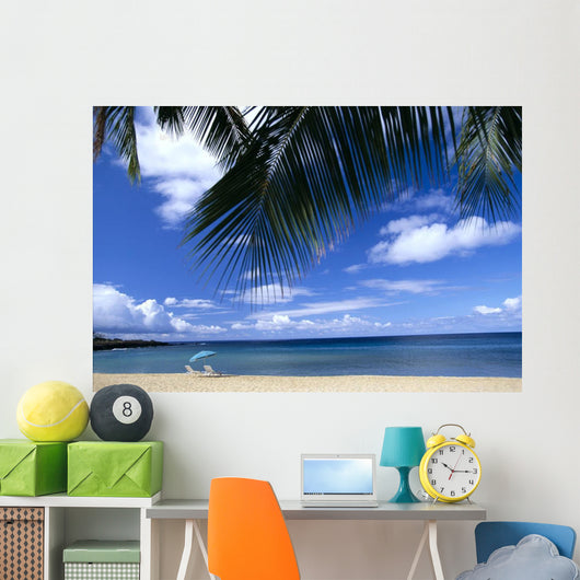 Beach Chairs And Umbrella C1589 Wall Mural