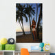Woman With Surfboard, Golden Palms Wall Mural